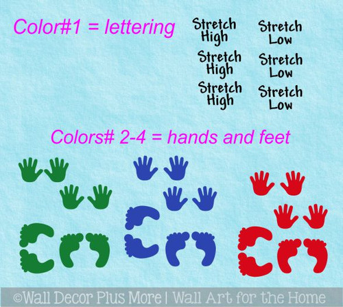 Sensory Path Hallway Floor School Decal Stickers Feet Hands Stretch Choosing Colors