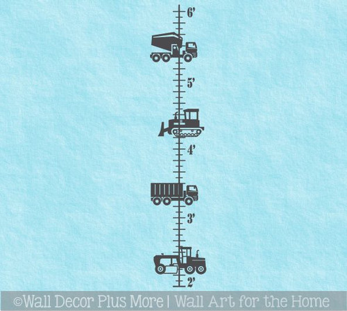 Construction Height Ruler Growth Chart Wall Decal Sticker for Boys Decor