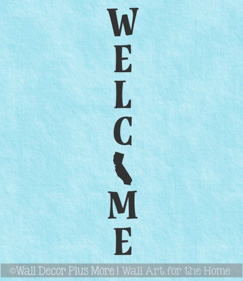 Decal Sticker for Tall Wood Sign Vertical Welcome Custom State Porch Decor WD1839