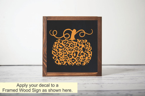 Fall Pumpkin Wall Decal Leopard Print Autumn Home Decor Art Sticker-Rust Orange