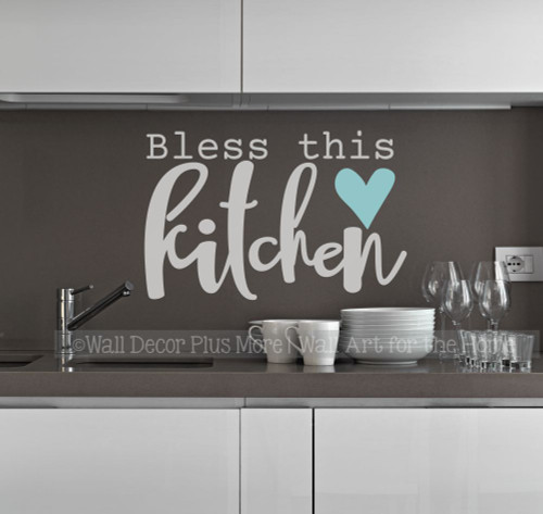 Bless This Kitchen Wall Words Decal Vinyl Lettering Sticker Decor Art-Light Gray, Beach House