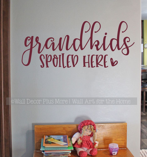 Grandkids Spoiled Here Wall Quotes Decal Art Lettering Decor Sticker-Burgundy