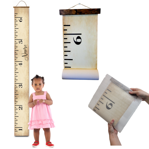 Height Ruler Personalized Child's First Name Printed Canvas Growth Chart Nursery Wall Art
