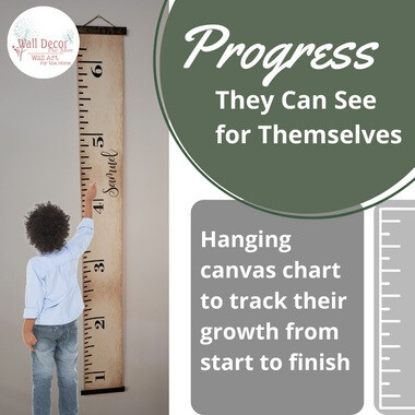 Height Ruler Personalized Child's First Name Canvas Growth Chart 6ft