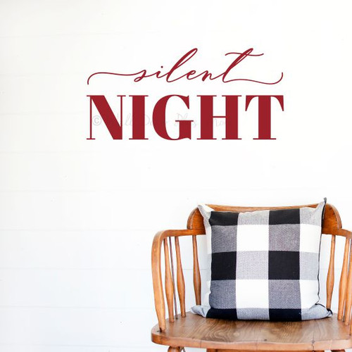 Silent Night Modern Christmas Words Wall Decal Holiday Decor Sticker Red
