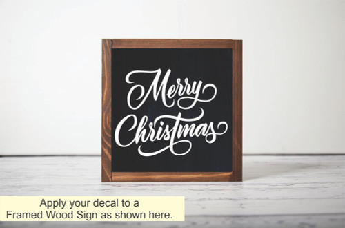 Merry Christmas Elegant Wall Word Letters Decal Sticker Holiday Art-White on wood sign