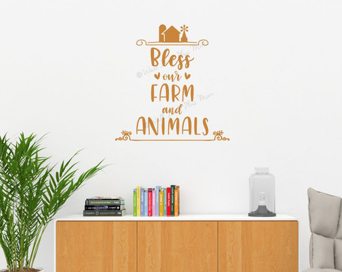 Farm Wall Art Decal Bless Our Farm, Animals Vinyl Lettering Sticker Quote-Rust Orange