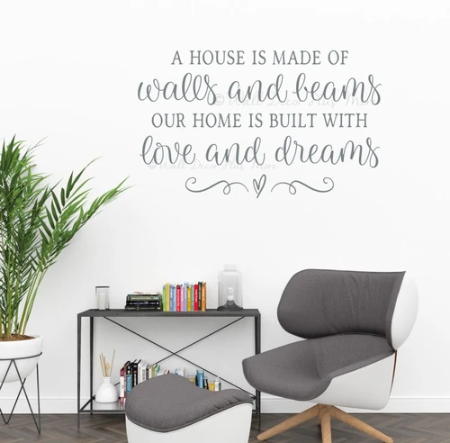 Home Decor Wall Decal Sticker House Walls Beams Home Love Dreams Quote-Storm Gray