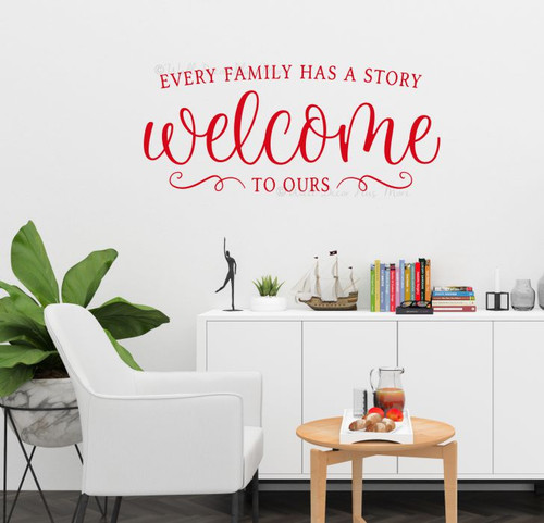 Family Wall Words Story Welcome To Ours Vinyl Art Decal Sticker Letters-Cherry Red