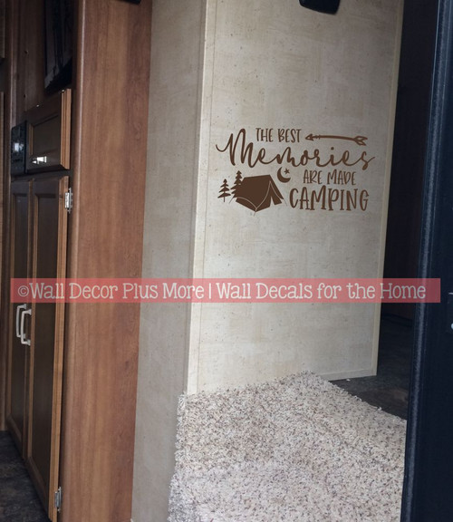 Camper RV Wall Decal Best Memories Made Camping Tent Art Decor Sticker-Chocolate Brown