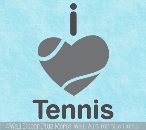 Sports Wall Decal I Heart Tennis Kids Bedroom Cool Decor Sticker Art