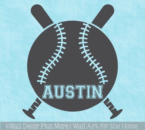 Baseball with Name Custom Lettering Wall Art Sticker Kids Room Decal