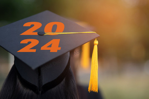 Mortarboard Graduation Cap Decal Sticker Design for Decorating Grad Cap Glossy Orange 