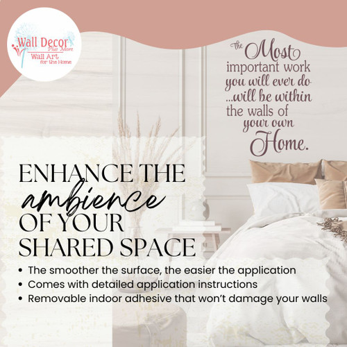 Wall Sticker Important Work Walls of Home Mom Dad Decal Inspiring Quote Enhance