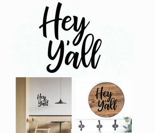 Decal for Circle Wood Sign Hay Y'all Western Quote Stencil or Sticker Black