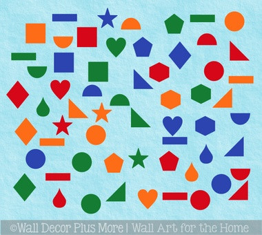 Sensory Path Floor Decal School Hall 4-Inch Shapes Stickers 4 Sets, Colors