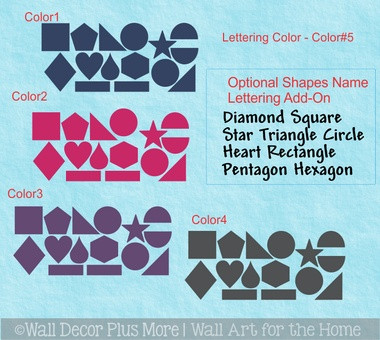 Sensory Path Floor Decal School Hall 4-Inch Shapes Stickers 4 Sets, Colors — Colorful shapes and letters in various