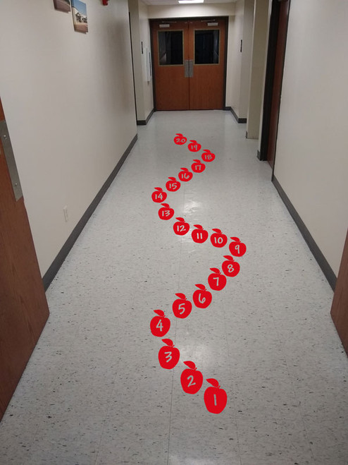 Apple Numbers Sensory Path Floor Vinyl Decal Stickers for School Hallway