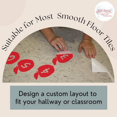 Apple Numbers Sensory Path Floor Decal Stickers for School Hallway