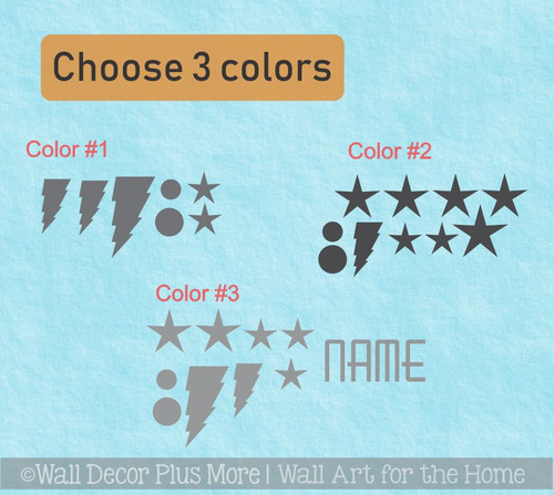 Cranial Helmet Accessory Decal Stickers Baby Boys Name Bolts Dots Stars choose 3 colors