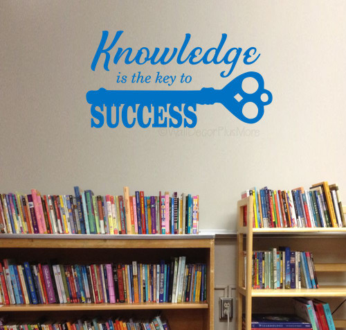 Wall Decals for Schools Knowledge Key to Success Vinyl Lettering Sticker-Traffic Blue