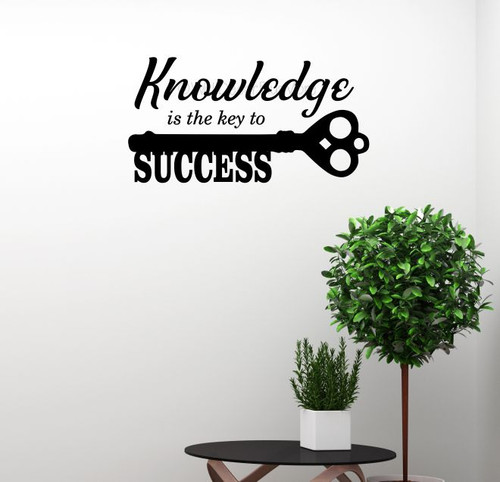 Wall Decals for Schools Knowledge Key to Success Vinyl Lettering Sticker-Black