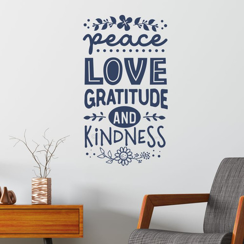 Peace Love Gratitude Kindness Wall Decal Quote Sticker Home Decor Art DeepBlue