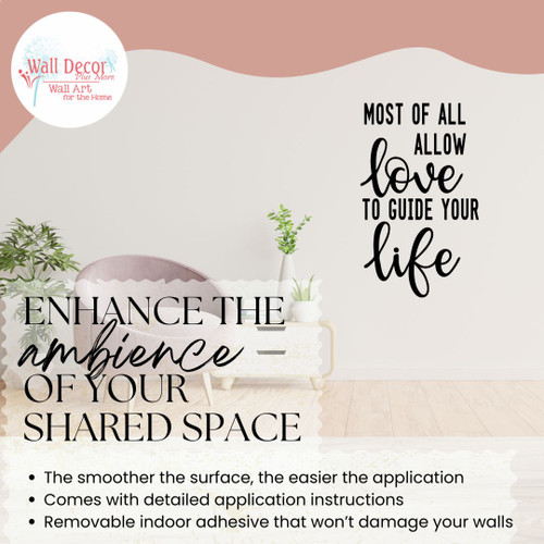 Bedroom Wall Art Quotes Allow Love to Guide Your Life Wall Decal Sticker Blk enhance