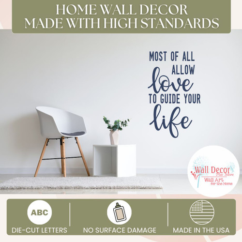 Bedroom Wall Art Quotes Allow Love to Guide Your Life Wall Decal Sticker DpBlue high standards