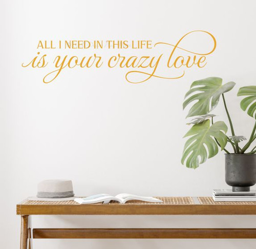 All I Need Your Crazy Love Wall Decals for Bedroom Sticker Decor Art Lg Honey