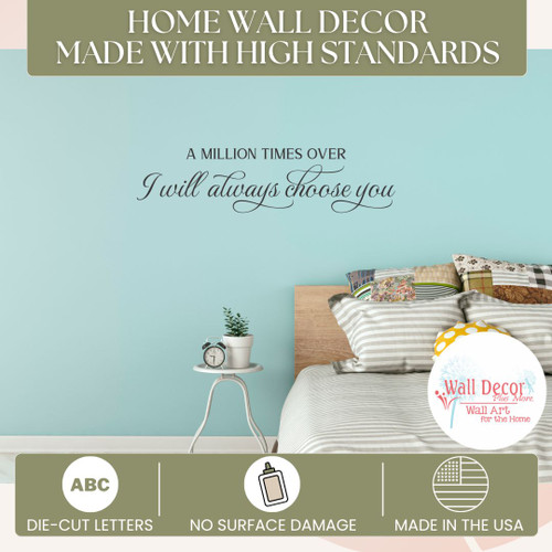 Wall Decor Bedroom Quotes Will Always Choose You Decal Decor Sticker Art Blk standards