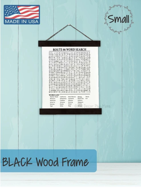 Wood Canvas Wall Hanging Route 66 Word Search Puzzle Sign Decor Print-Small 12x14