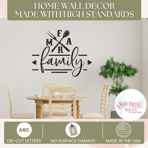 Wall Decal Farm Family Vinyl Lettering Farmhouse Kitchen Decor Sticker Blk standards