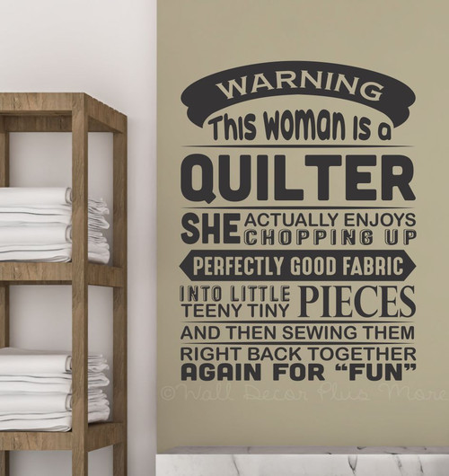 Quilter Wall Decal Sticker Sewing Chopping Tiny Pieces Vinyl Art Quote-Black