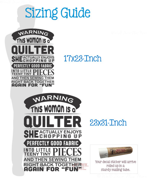 Quilter Wall Decal Sticker Sewing Chopping Tiny Pieces Vinyl Art Quote sizing