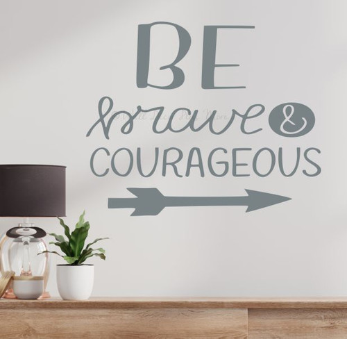 Kids Wall Sticker Be Brave Courageous Quote Decal Inspiring Room Decor StormGray