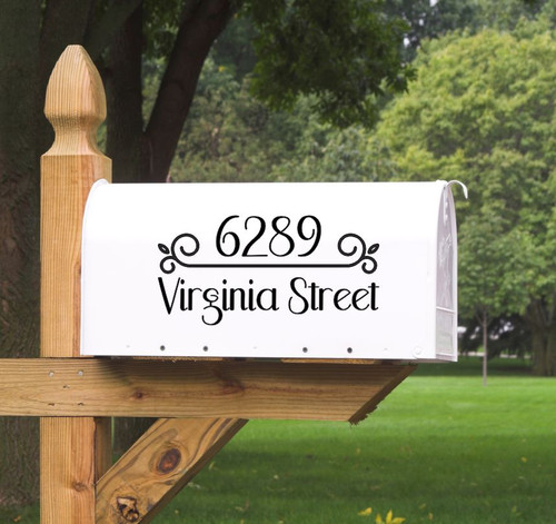 Decorative Mailbox Decals Custom Address Stickers Swirled Divider 3pc-Black
