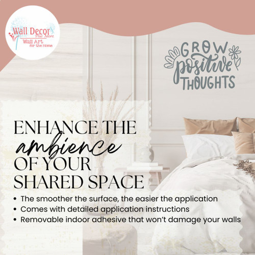 Grow Positive Thoughts Wall Decal Sticker Garden Decor Bathroom Quotes StGray Enhance