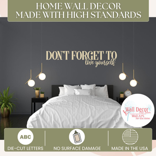 Removable Wall Art Quote Don't Forget To Love Yourself Decal Sticker Beige standards