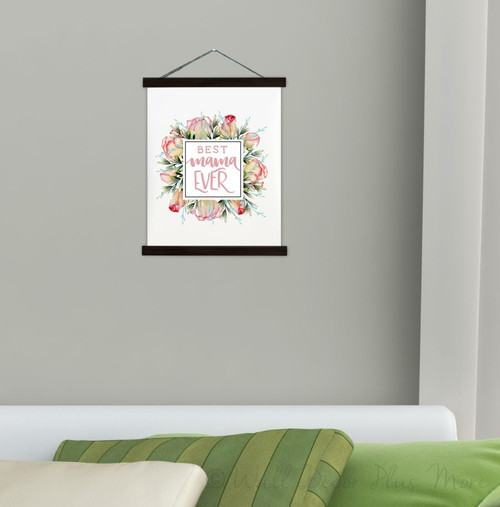 Wood, Canvas Sign Best Mama Ever Mom Wall Hanging-black frame 12x14