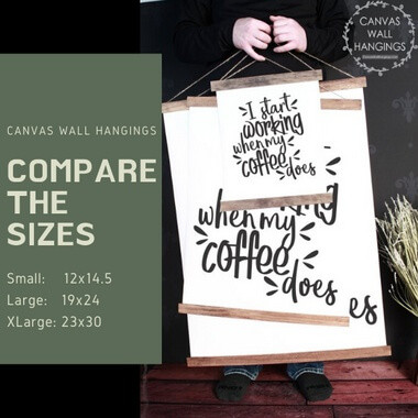 Hanging Canvas Art Print My Mother My Friend with Florals — Three canvas wall hangings with wooden frames, displaying