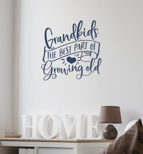 Grandkids Best Part of Growing Old Wall Sticker Decal Deep Blue Matte