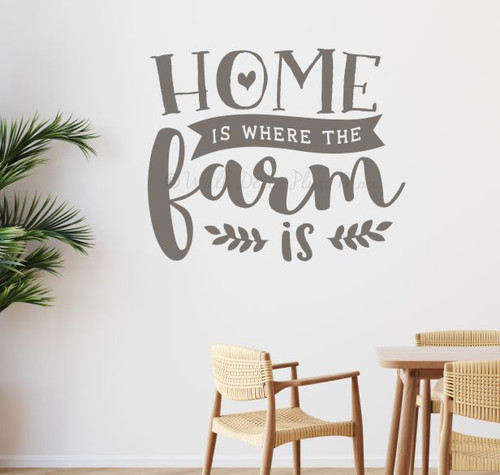 Home Where Farm Is Wall Art Decal for Farmhouse Decor-Castle Gray