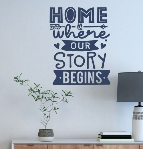 Wall Art Sticker Home Where Our Story Begins-Deep Blue