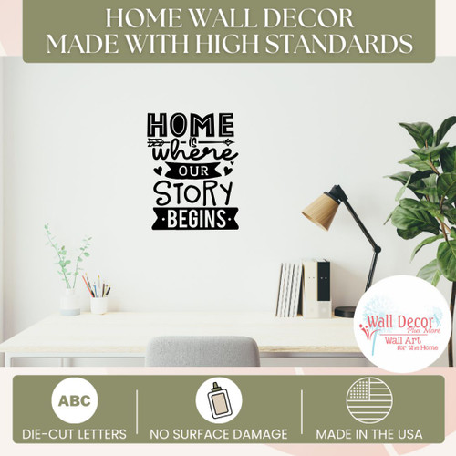Wall Art Sticker Home Where Our Story Begins Vinyl Decal Decor Quote Blk standards