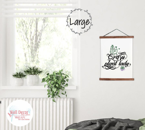 Wood, Canvas Sign Crazy Plant Lady Cactus Wall Hanging-19x24 Inch