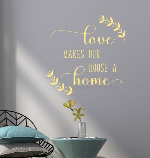 Love Makes House Home Laurel Vinyl Wall Art Sticker-Buttercream