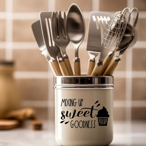  Mixing Up Sweet Goodness Kitchen Appliance Decal Sticker Black
