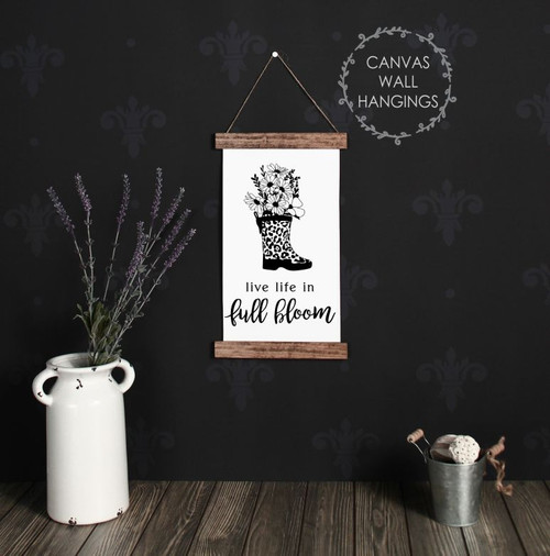 Wood Canvas Sign Life In Bloom Wall Hanging Decor Print-9x15