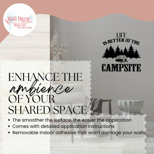 Life Better at Campsite Camper Wall Decal Sticker Enhance the Ambience